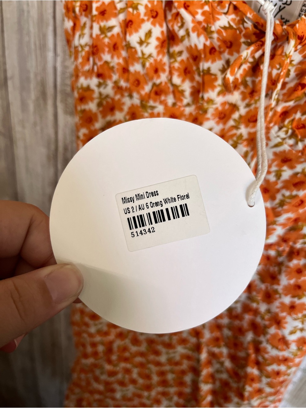 Princess Polly Missy Mini Dress Size 2 Orange Floral Ruched Cottagecore NWT - Picture 7 of 7